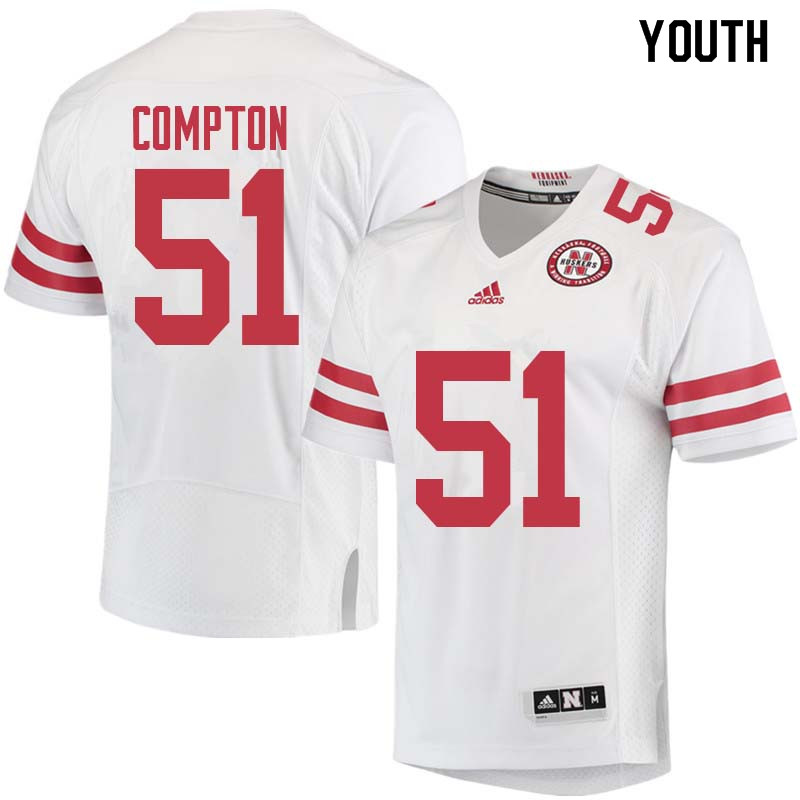 Youth #51 Will Compton Nebraska Cornhuskers College Football Jerseys Sale-White - Click Image to Close